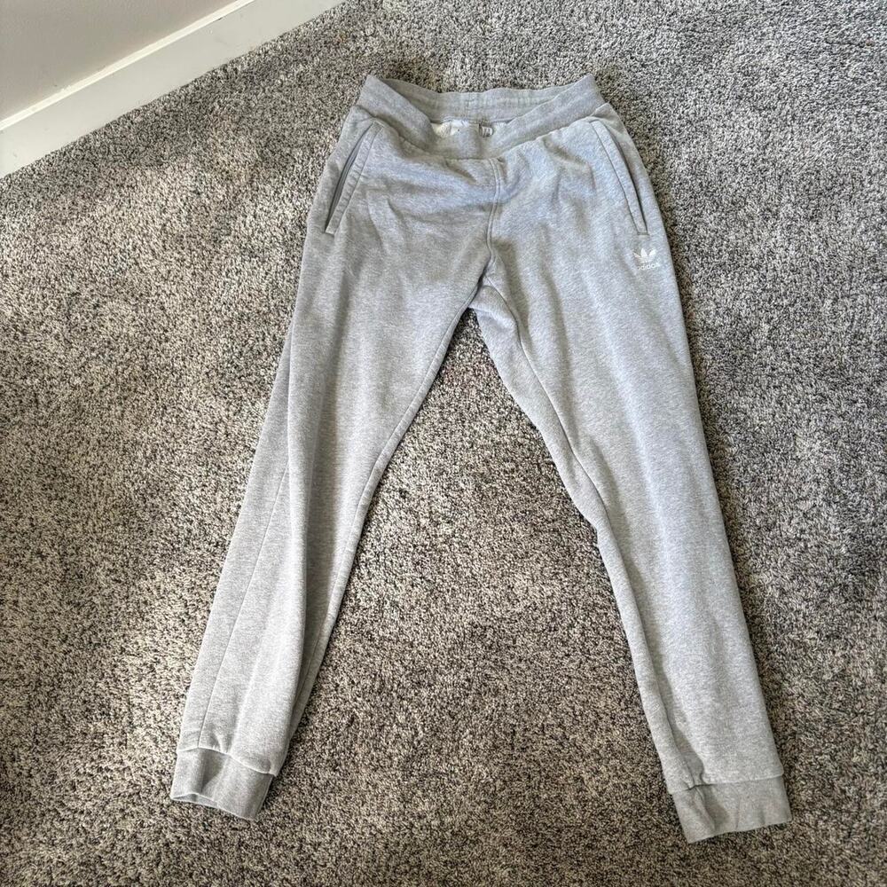 Grey adidas sweatpants with drawstring